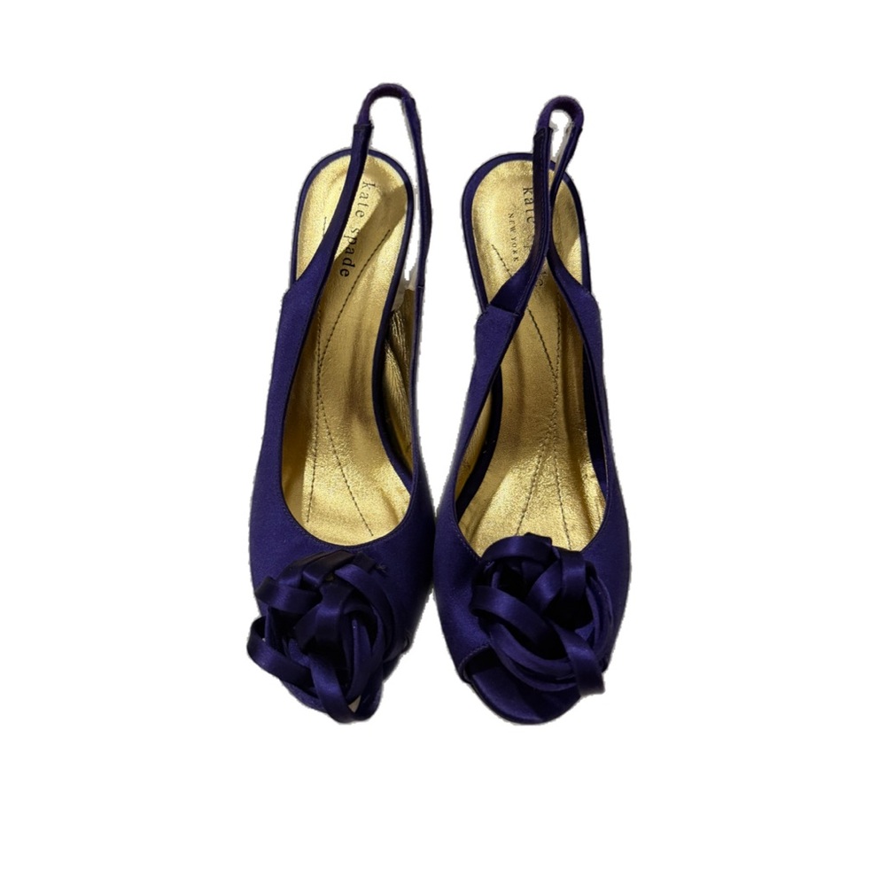 Kate Spade Violet Slingback Heels with Floral Accent